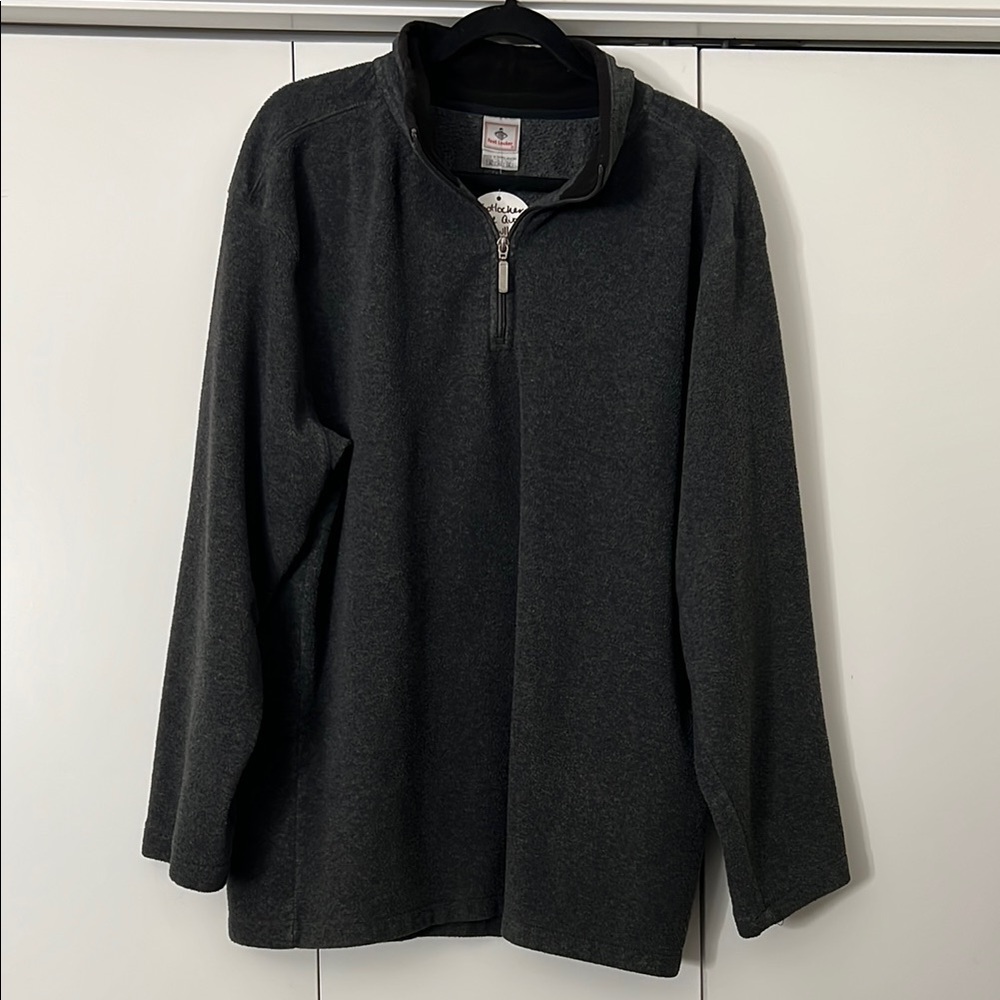 Men's Black Quarter-Zip Sweater Grey Zip Up Sweatshirt in fleece